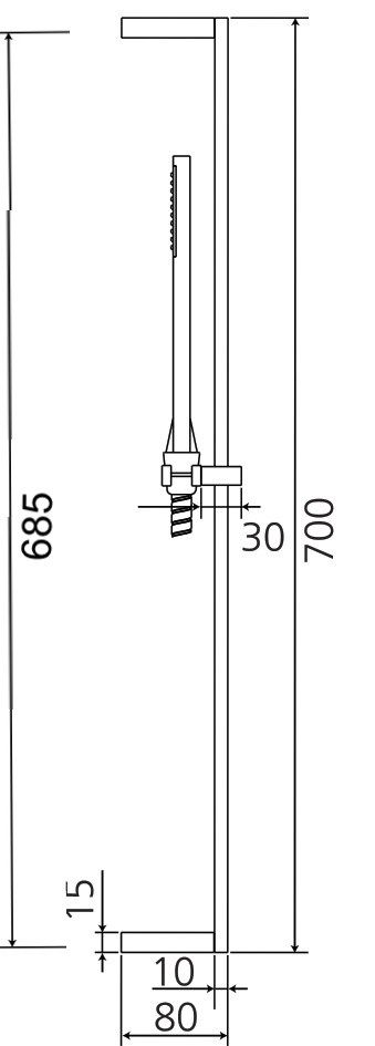 AQVAZONE Brausegarnitur AQVA DESIGN chrom, eckig, mit Stabhandbrause, Wandstange 700 mm