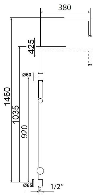 AQVAZONE Standbrause AQVA SHOWER chrom, Brausebogen 90Gradx90Grad, Umsteller