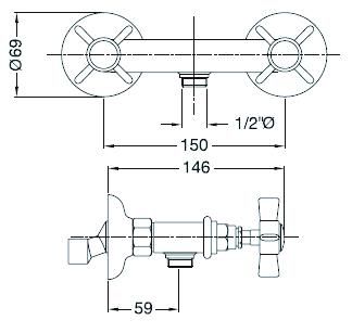 AQVAZONE Brause-Zweigriff-Armatur AQVA RETRO II chrom, mit Brausegarnitur, Umstellung