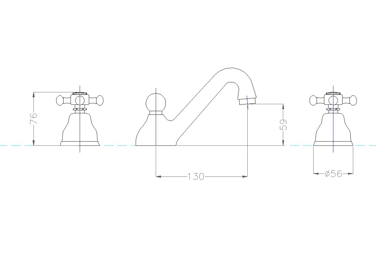 AQVAZONE Waschtisch-3-Loch-Armatur AQVA RETRO I chrom, mit Ablaufgarnitur