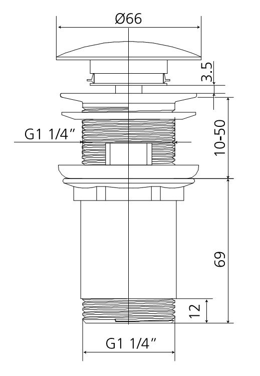 AQVAZONE Ablaufgarnitur AQVA CERAMICA rund, 1 1/4", permanent offen, Stopfen weiß