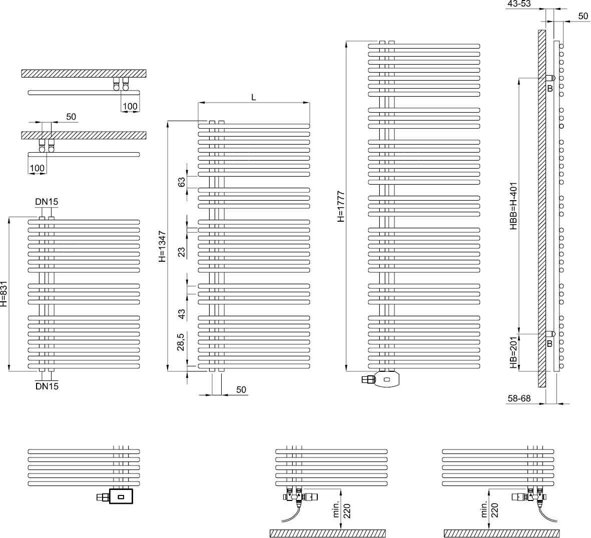 Bemm Badheizkörper Asymo 1777 x 700 mm, weißperlmetallic