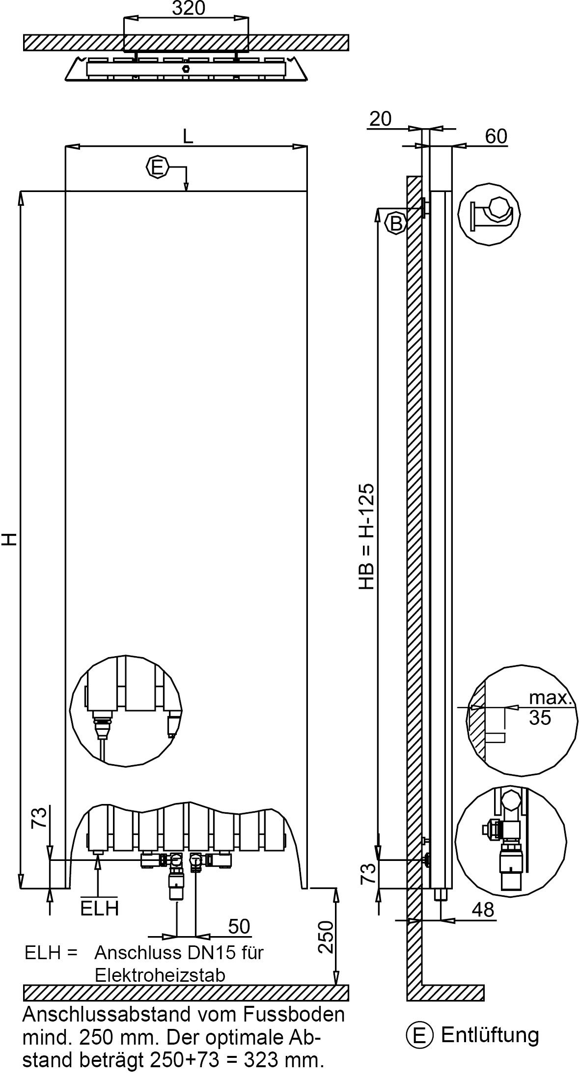 Bemm Planheizwand Plawa Purline 1500 x 755 mm, schwarzperlmetallic, pulverbeschichtet, Anschluss für E-Heizstab