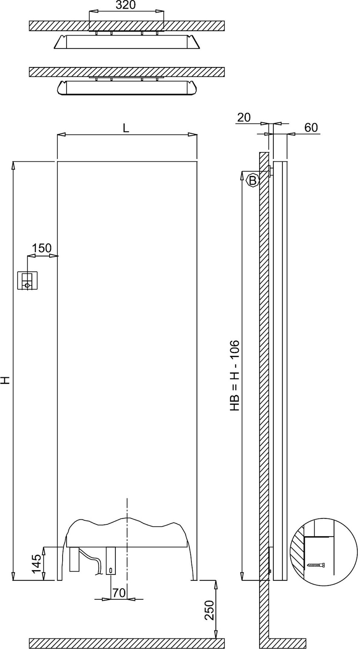Bemm Elektro-Planheizwand Plawa Purline E 1800 x 625 mm, manhattan, vertikal, pulverbeschichtet