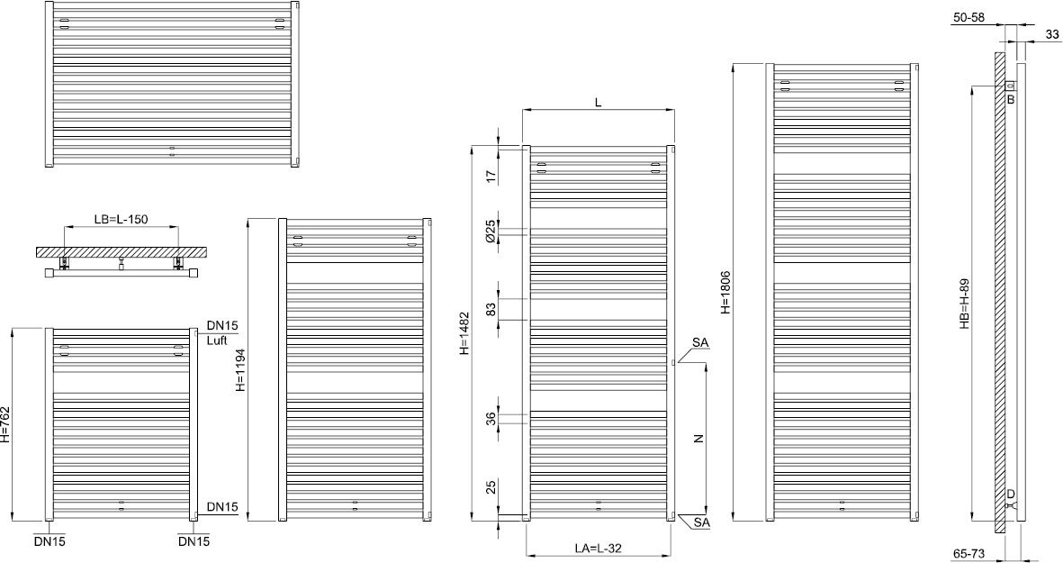 Bemm Badheizkörper Rondo S 762 x 500 mm, violett