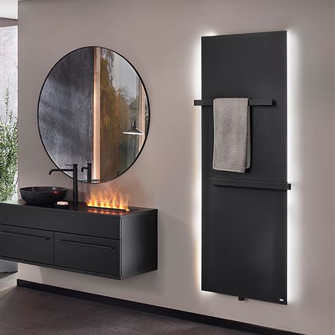 Bemm Planheizwand Plawa Purline 1500 x 625 mm, schwarz, pulverbeschichtet, Anschluss für E-Heizstab