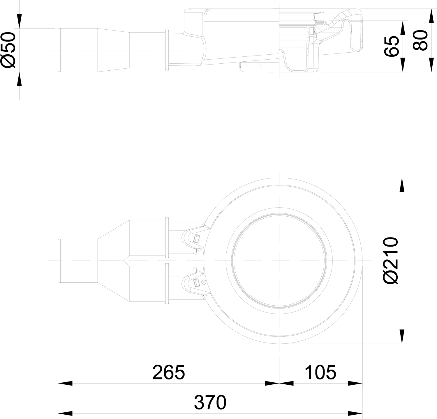 Bette Duschwannen-Ablaufgarnitur B574-BetteScope cacao, 0,85 l/sec., seitliche Entwässerung