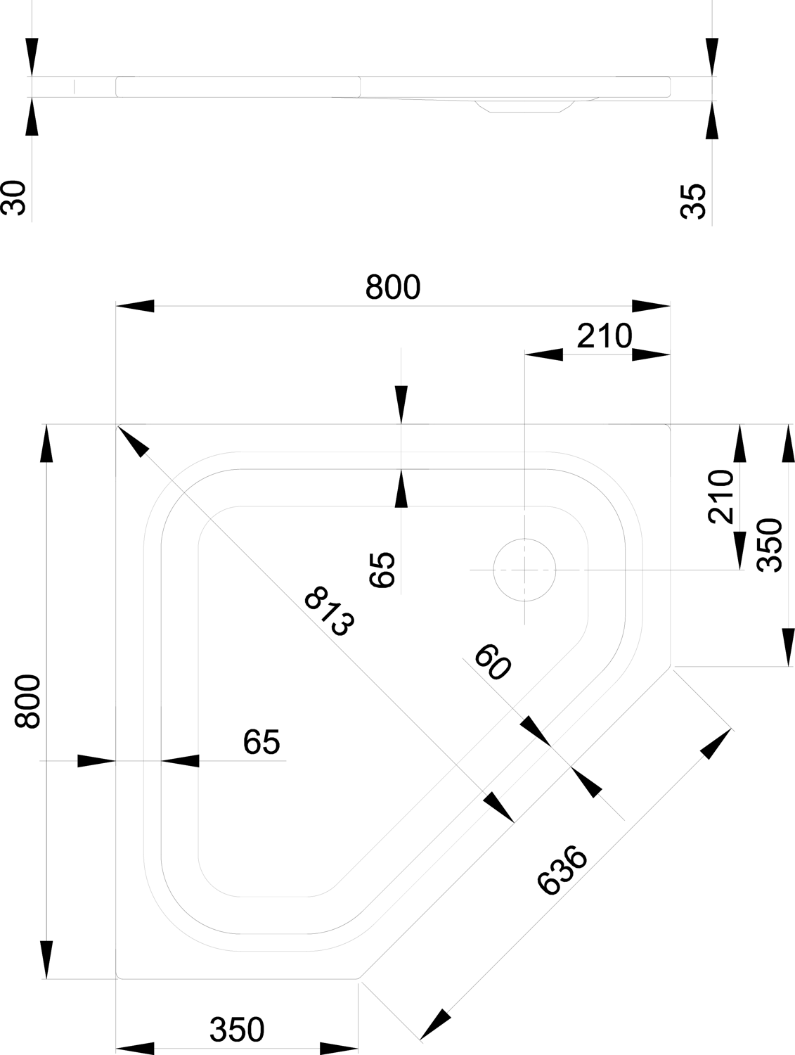 Duschwanne BetteCaro 5319 80x80x3,5cm, Glasur, natura