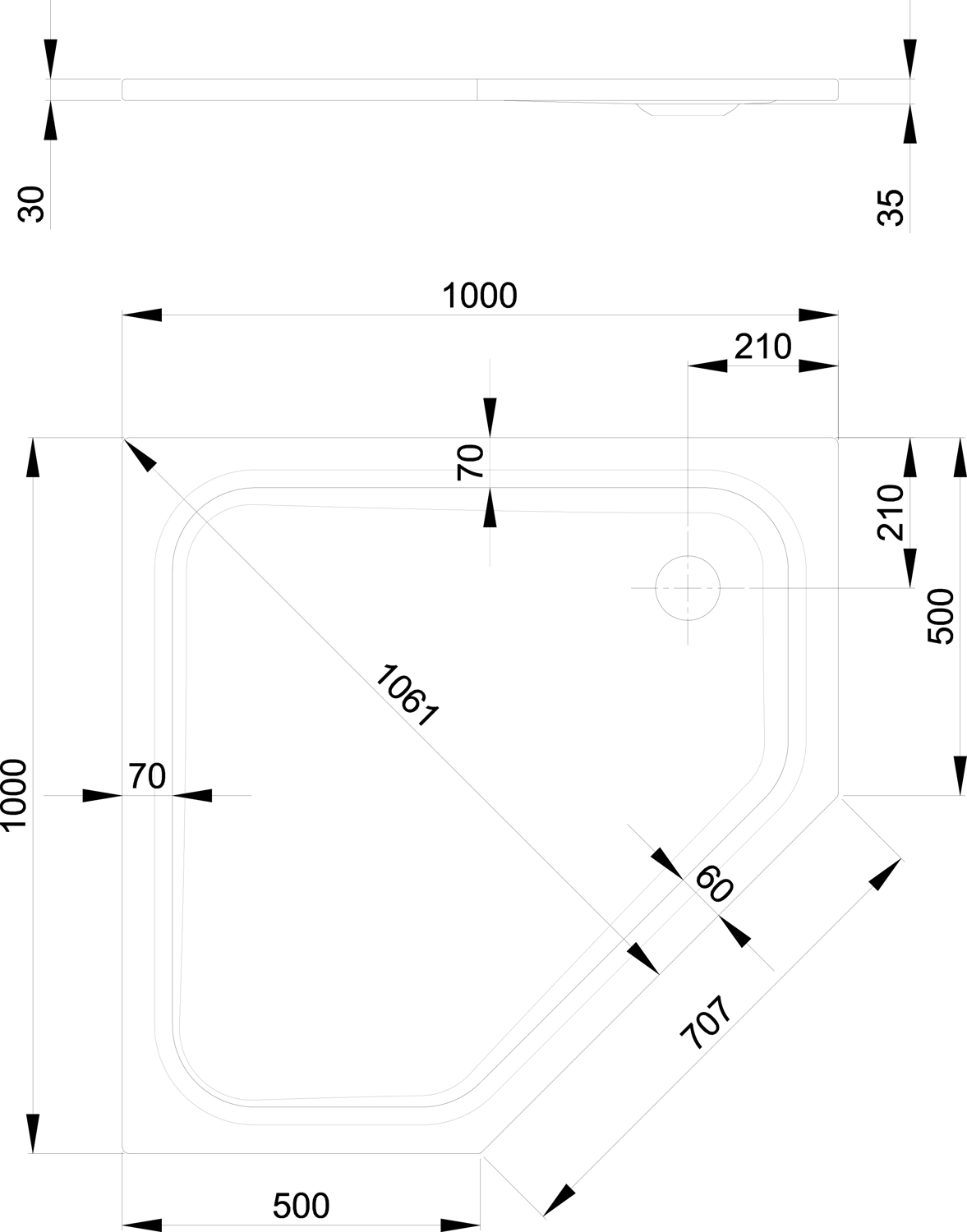 Duschwanne BetteCaro 7219 100x100x3,5cm, Glasur, jasmin