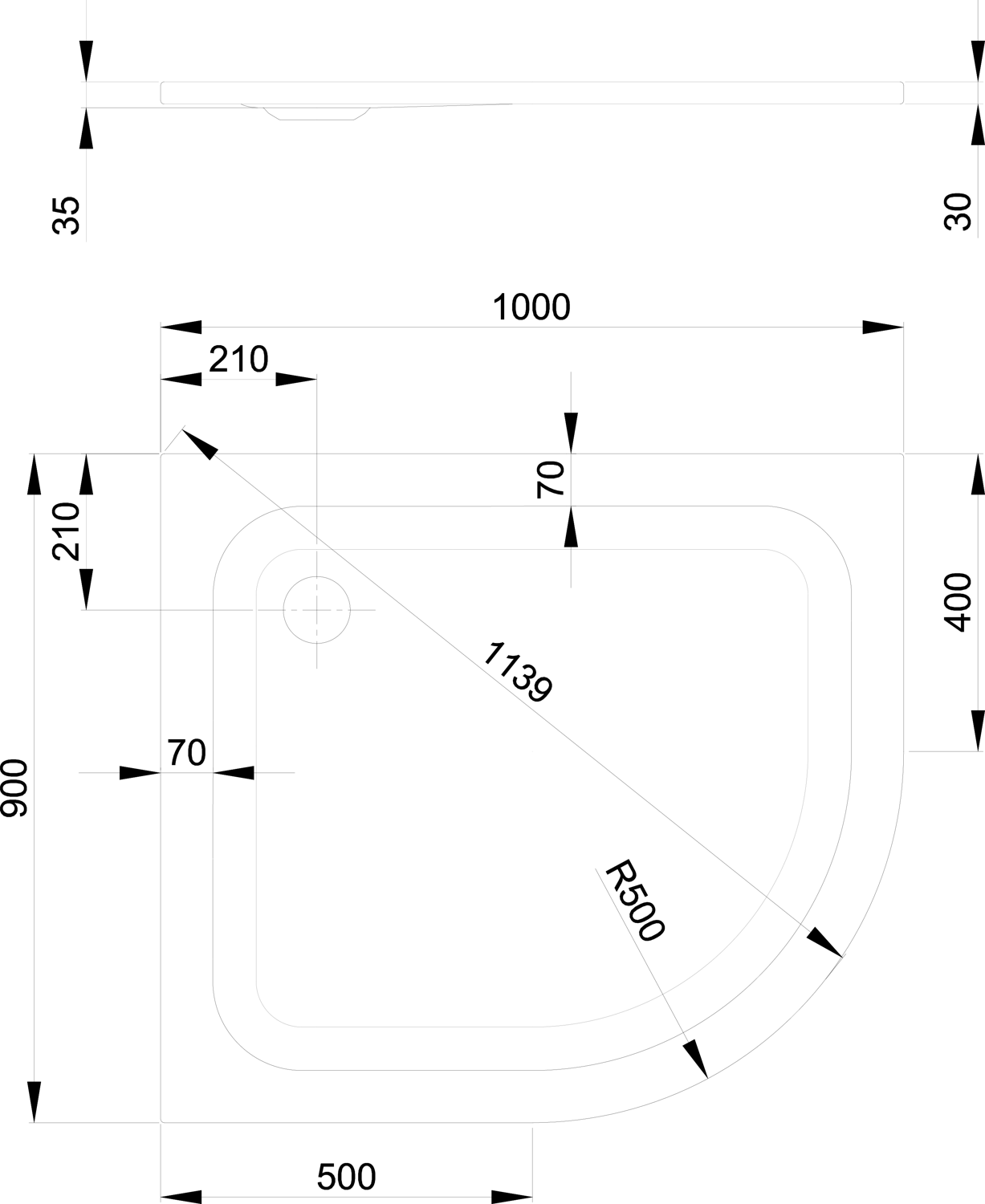 Duschwanne BetteCorner 5461 90x100x3,5cm, snow