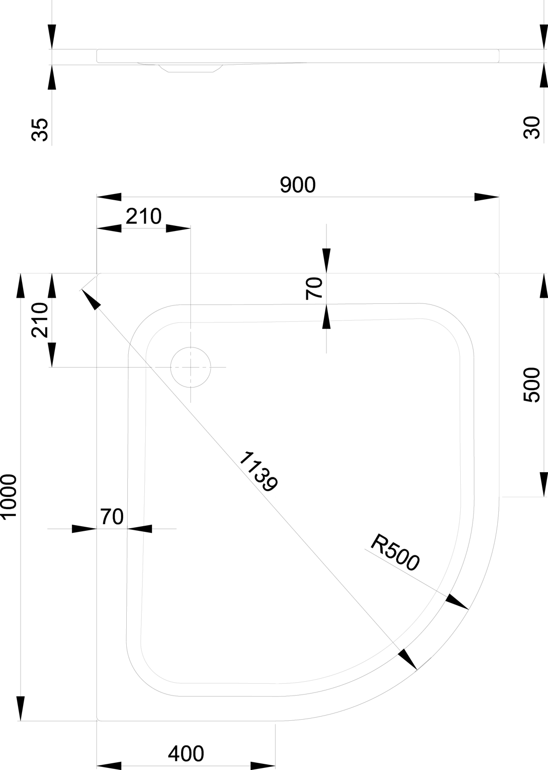 Duschwanne BetteCorner 5464 100x90x3,5cm, beige