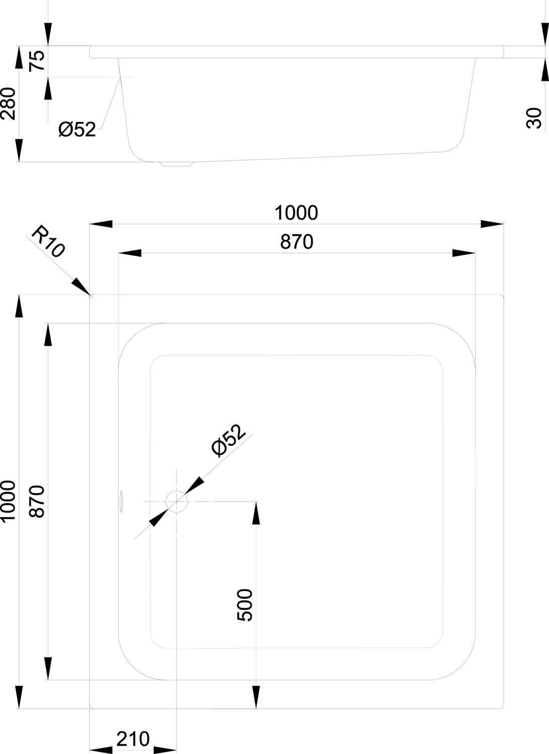 Duschwanne BetteDelta 100x100x28cm, pergamon