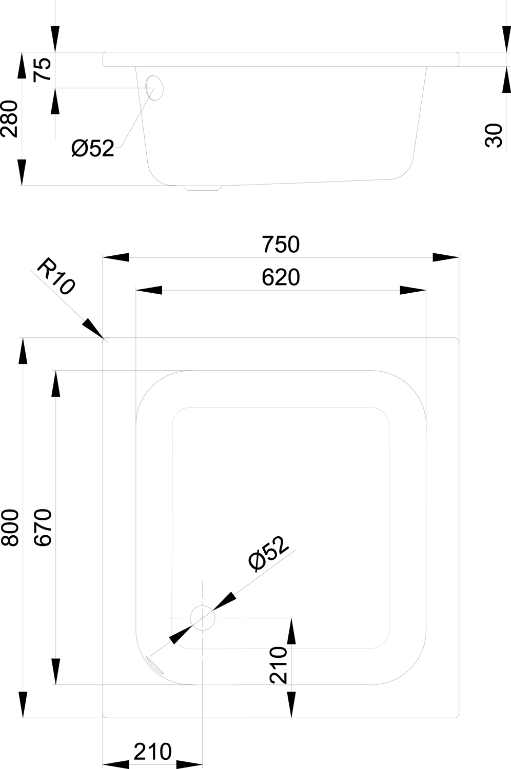 Duschwanne BetteDelta 80x75x28cm, manhattan