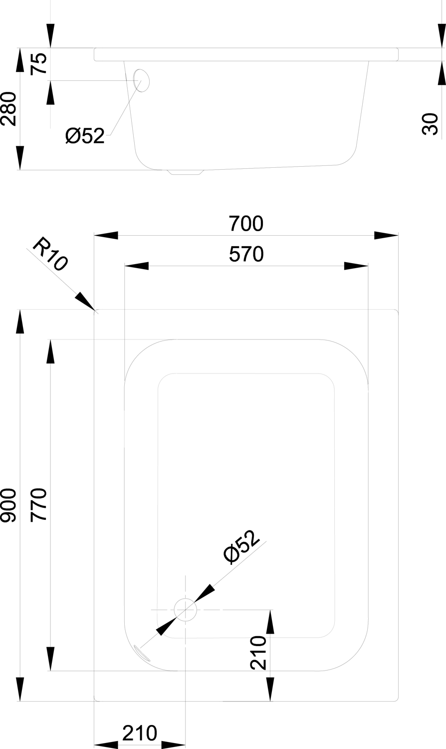 Duschwanne BetteDelta 90x70x28cm, calypso