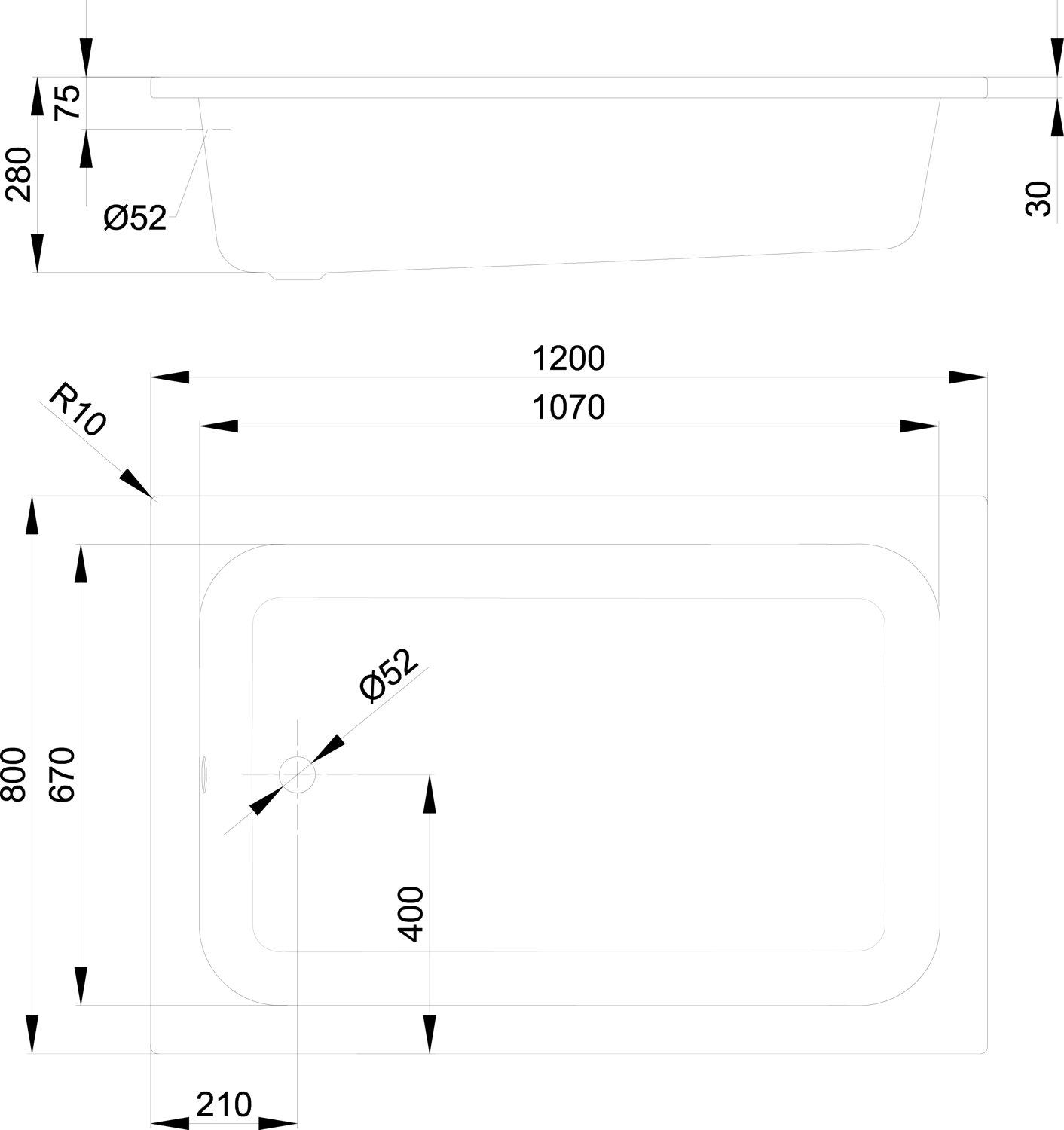 Duschwanne BetteDelta 120x80x28cm, pergamon