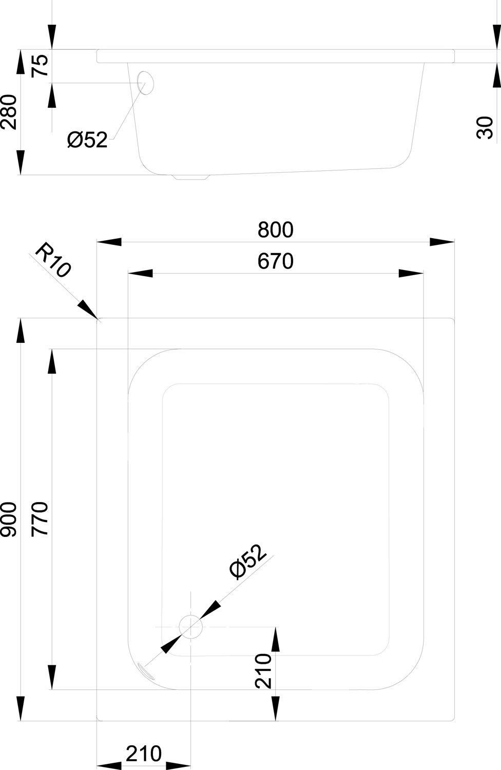 Duschwanne BetteDelta 90x80x28cm, manhattan