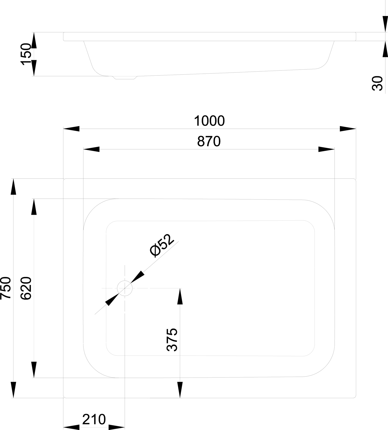 Duschwanne BetteQuinta 100x75x15cm, natura