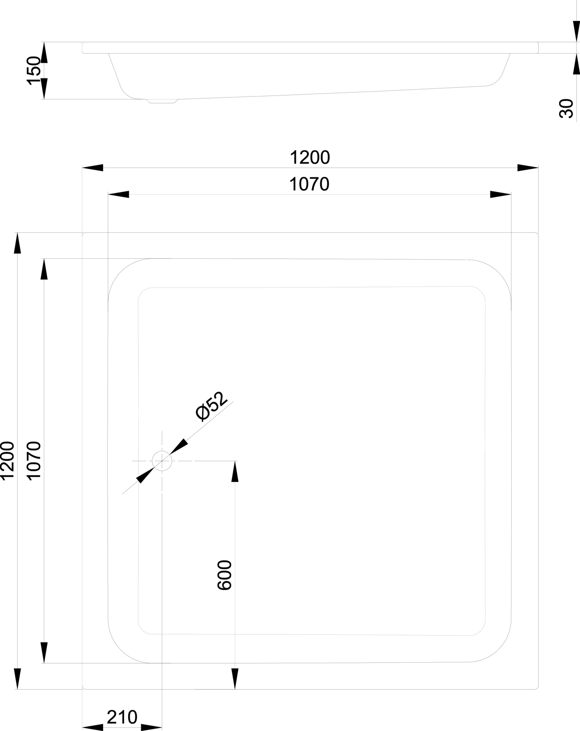 Duschwanne BetteQuinta 120x120x15cm, starwhite