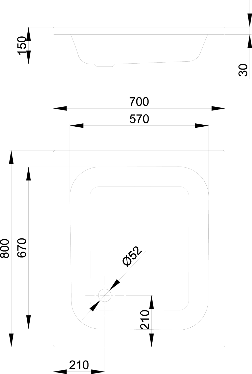Duschwanne BetteQuinta 80x70x15cm, jasmin