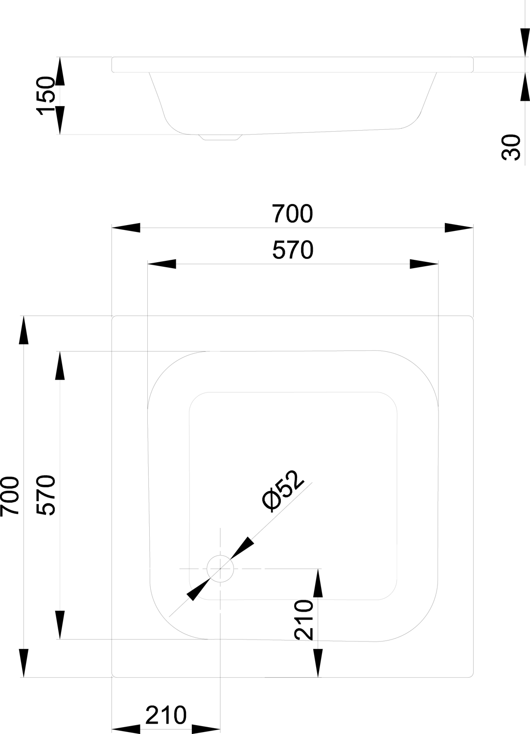 Duschwanne BetteQuinta 70x70x15cm, bahamabeige