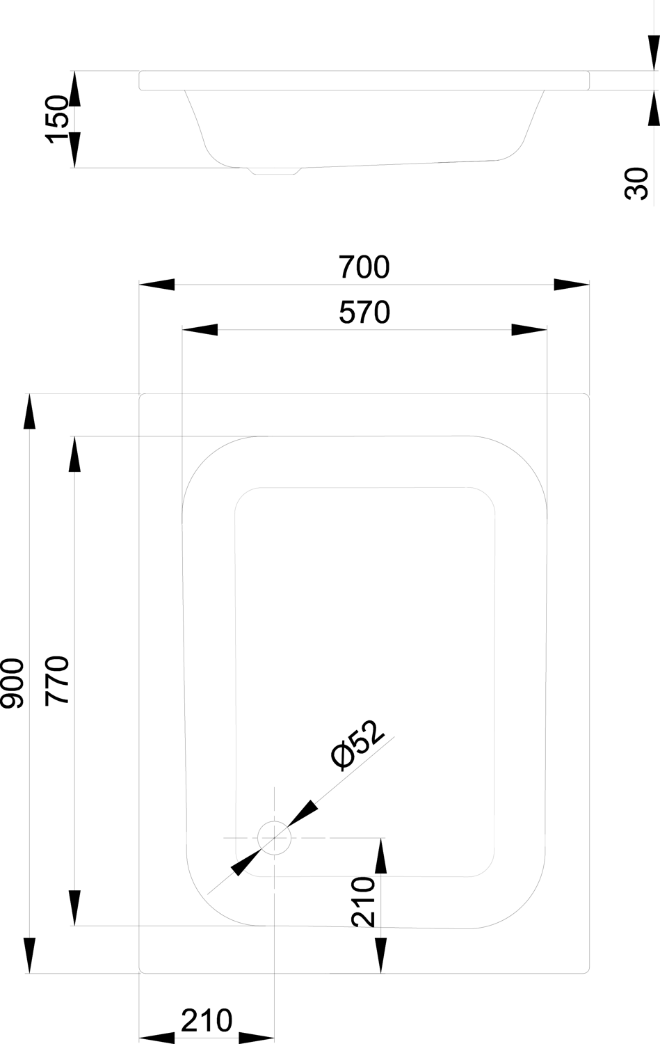 Duschwanne BetteQuinta 90x70x15cm, starwhite