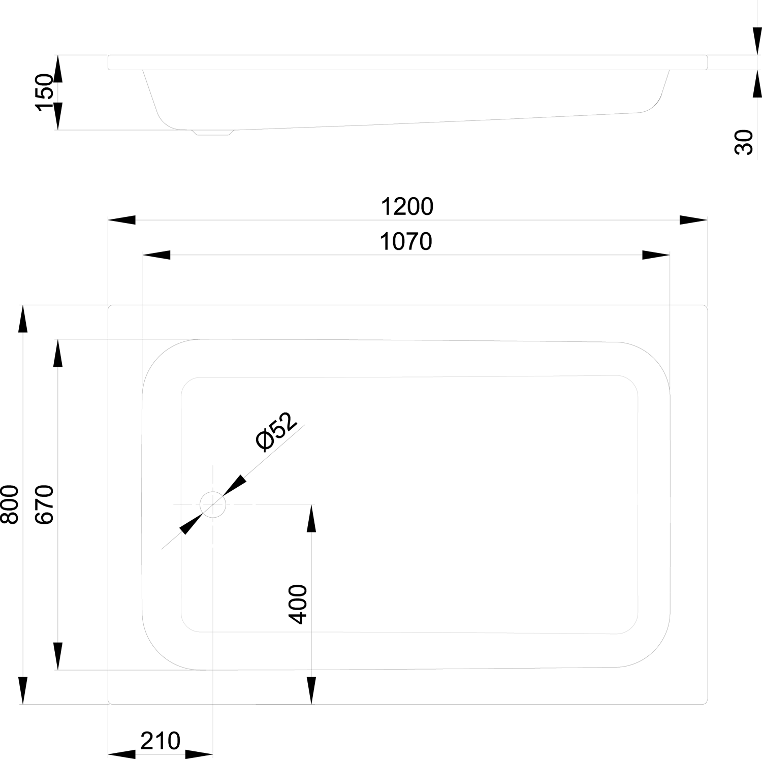 Duschwanne BetteQuinta 120x80x15cm, calypso
