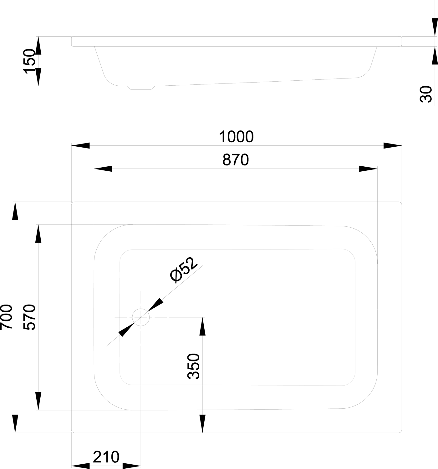 Duschwanne BetteQuinta 100x70x15cm, capri