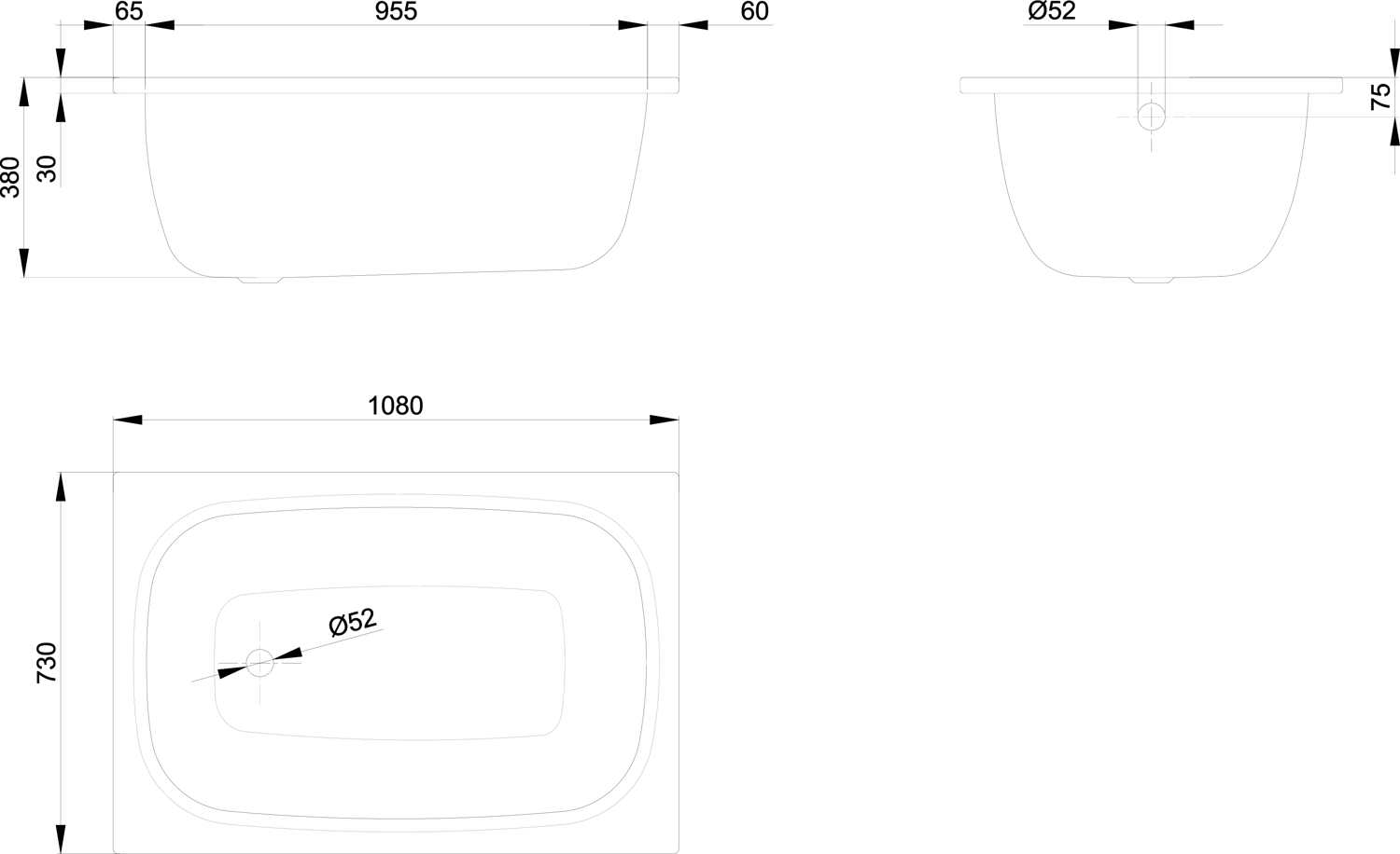 Badewanne LaBette 1080 108x73x38cm, manhattan