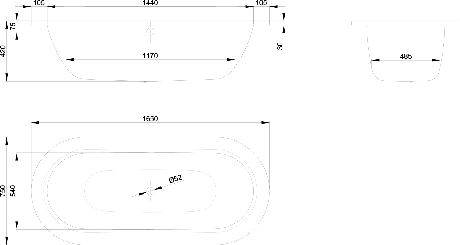 Badewanne BetteStarlet Oval 2720 165x75x42cm, natura