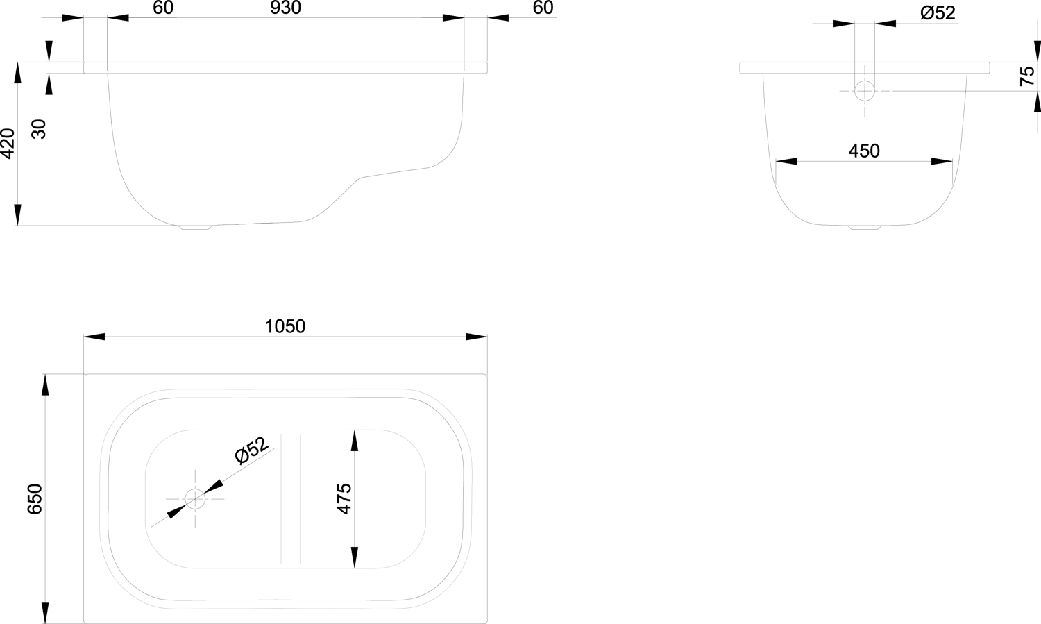 Badewanne 1050 BetteStep 105x65x42cm, jasmin