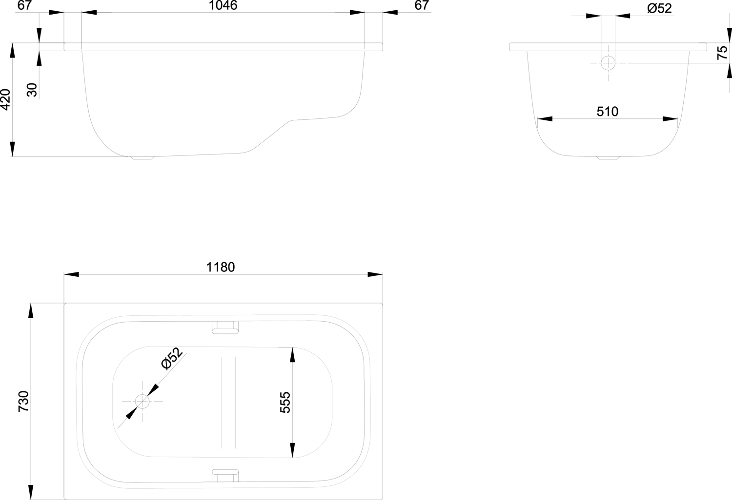 Badewanne BetteStep 1060 118x73x42cm, edelweiß