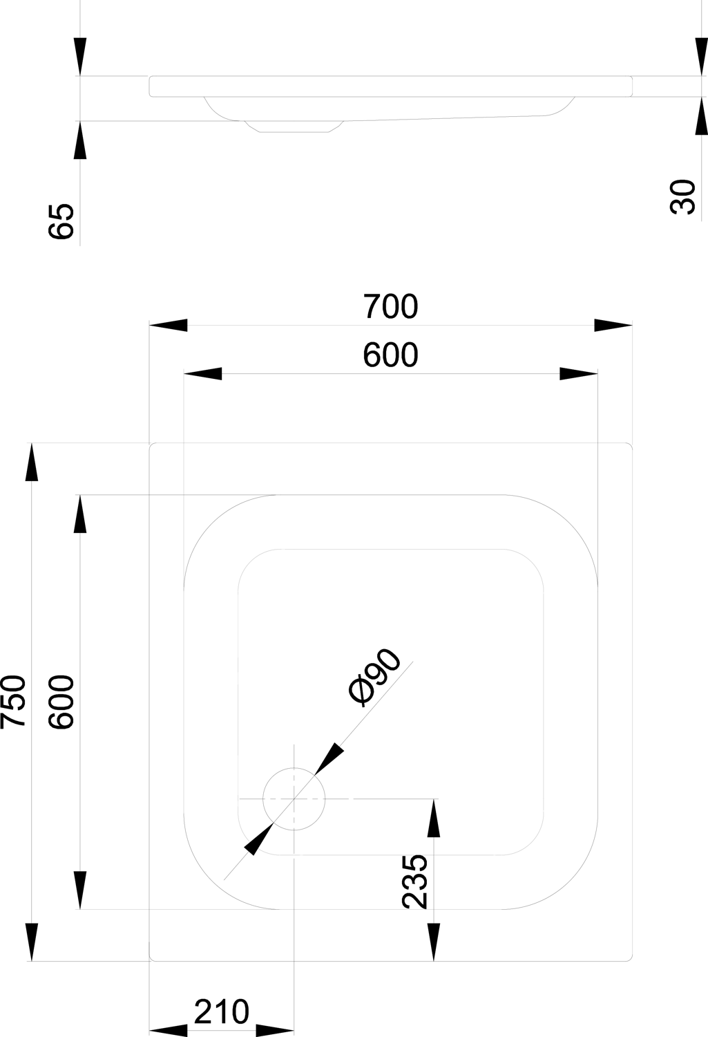 Duschwanne BetteSupra 5360 75x70x6,5cm, calypso