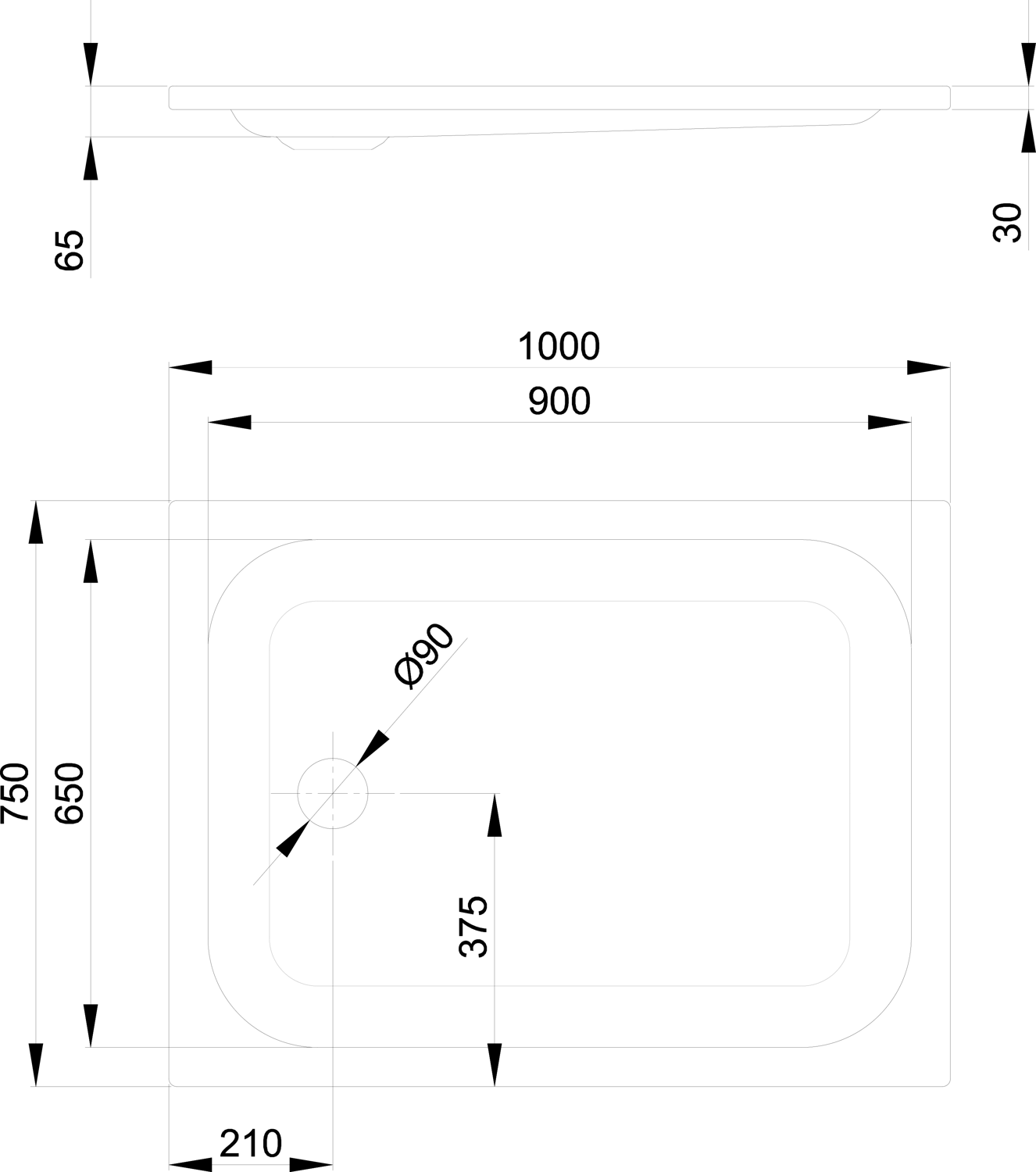 Duschwanne BetteSupra 5550 100x75x6,5cm, jasmin