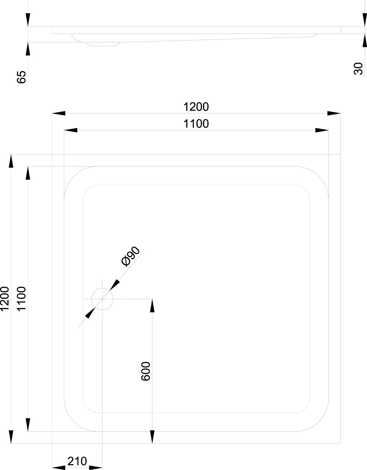 Duschwanne BetteSupra 5630 120x120x6,5cm, natura