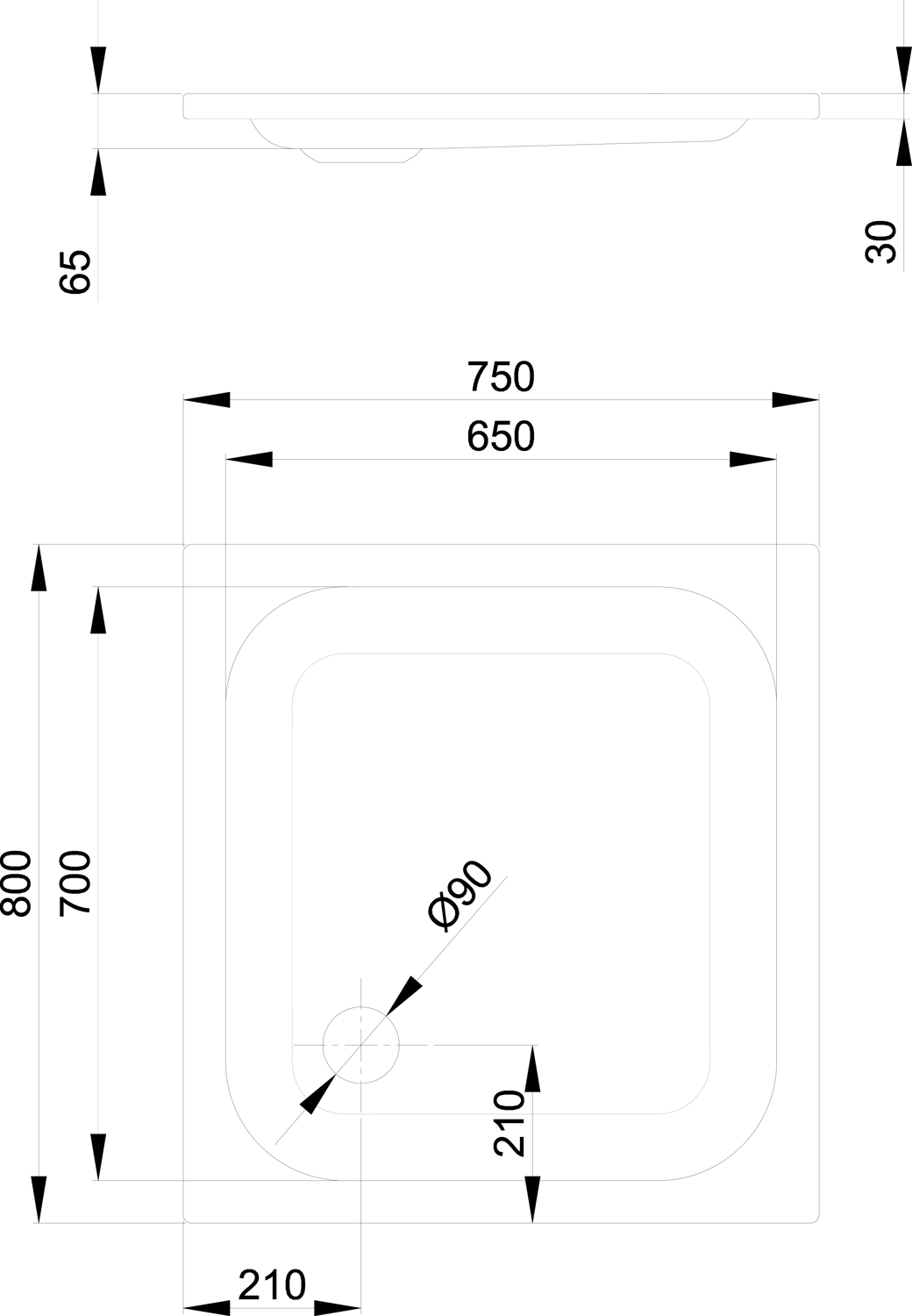 Duschwanne BetteSupra 5670 80x75x6,5cm, natura