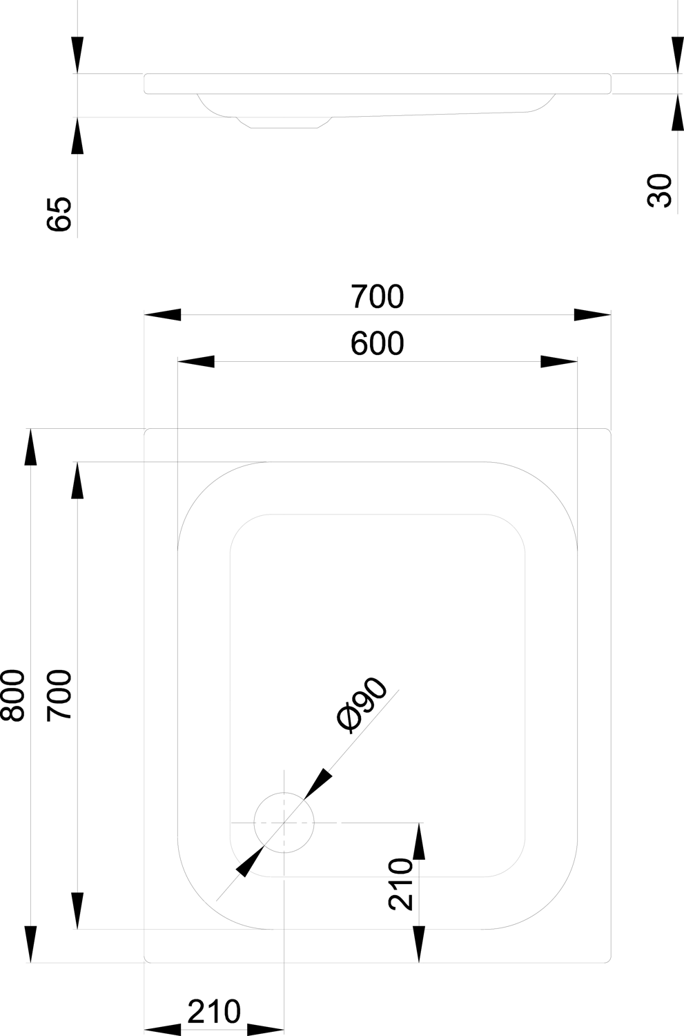 Duschwanne BetteSupra 5680 80x70x6,5cm, capri