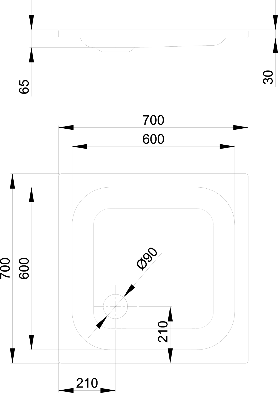 Duschwanne BetteSupra 5720 70x70x6,5cm, pergamon