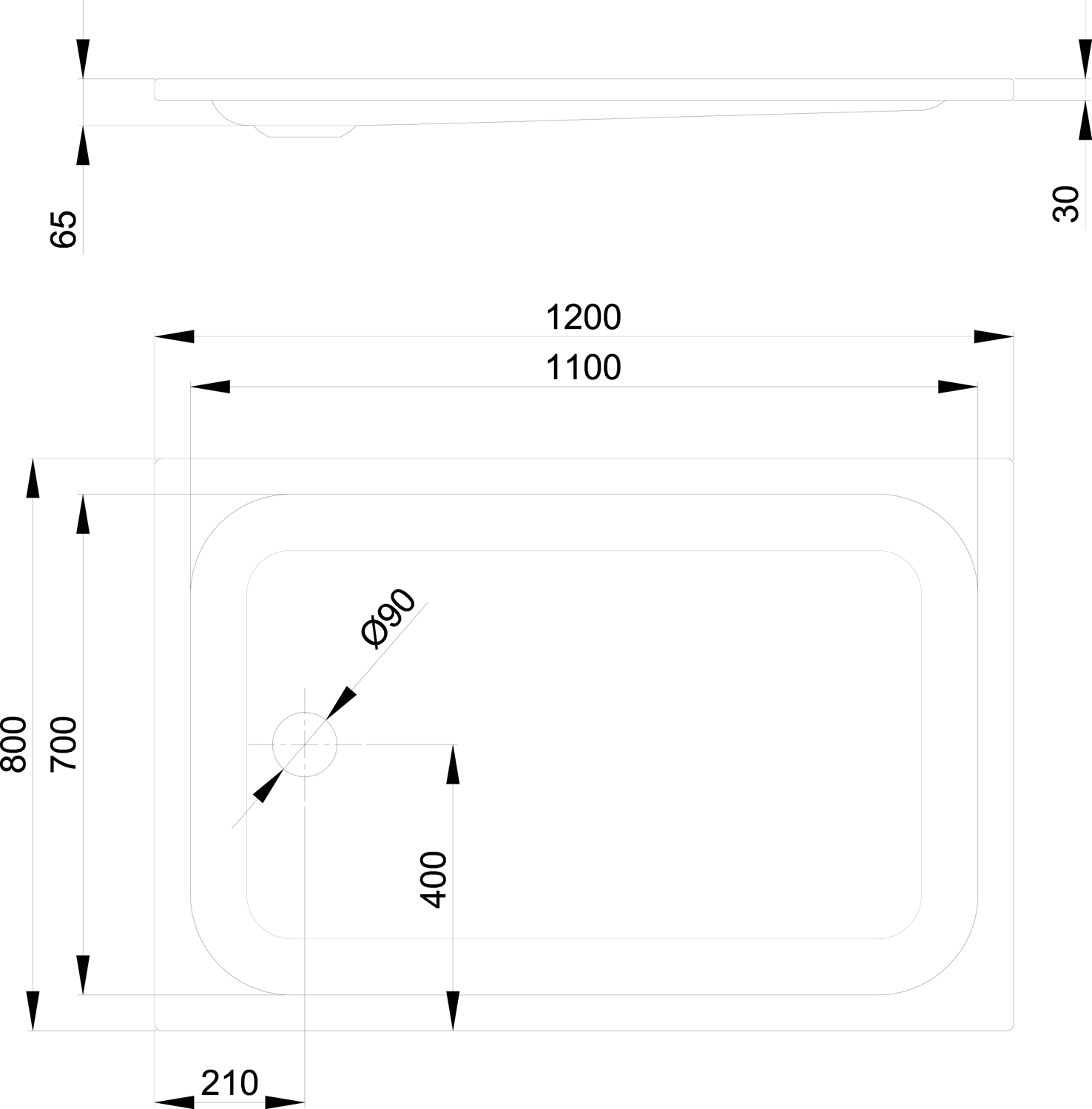 Duschwanne BetteSupra 5870 120x80x6,5cm, manhattan