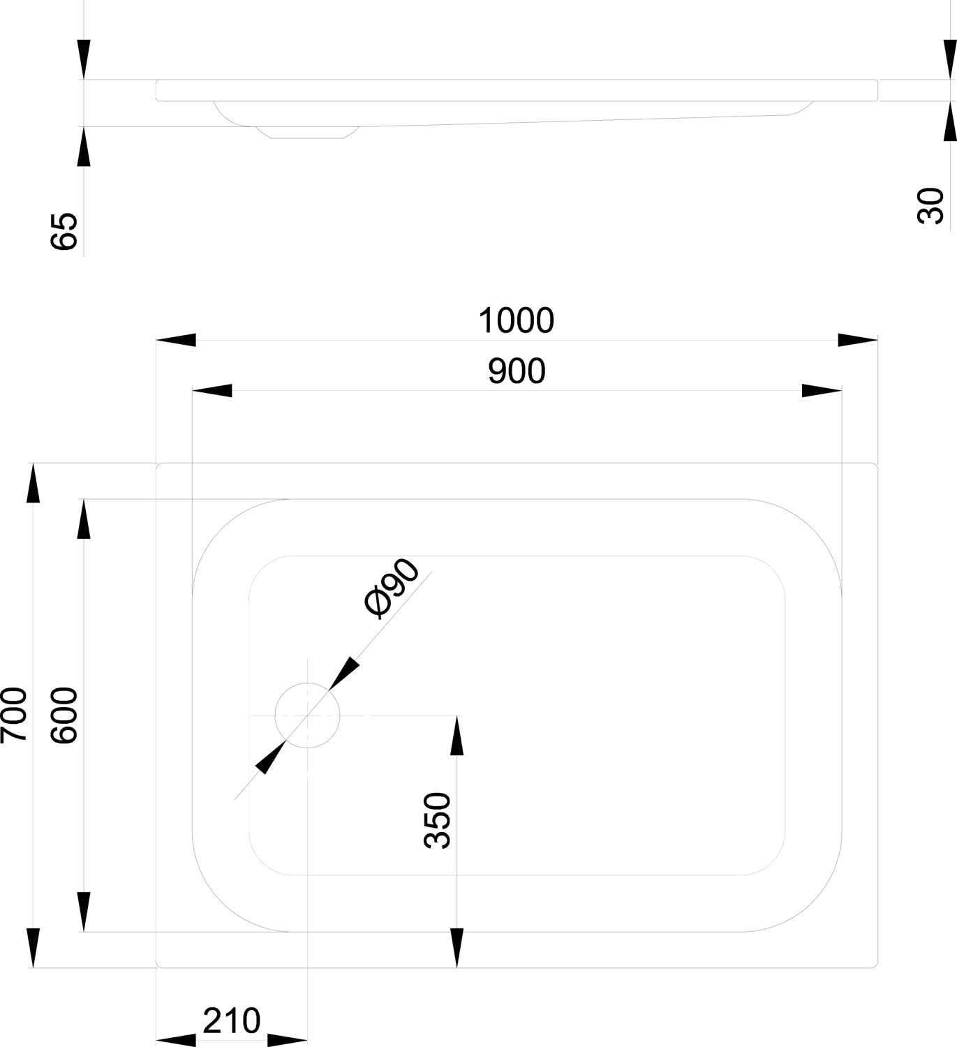 Duschwanne BetteSupra 5880 100x70x6,5cm, starwhite