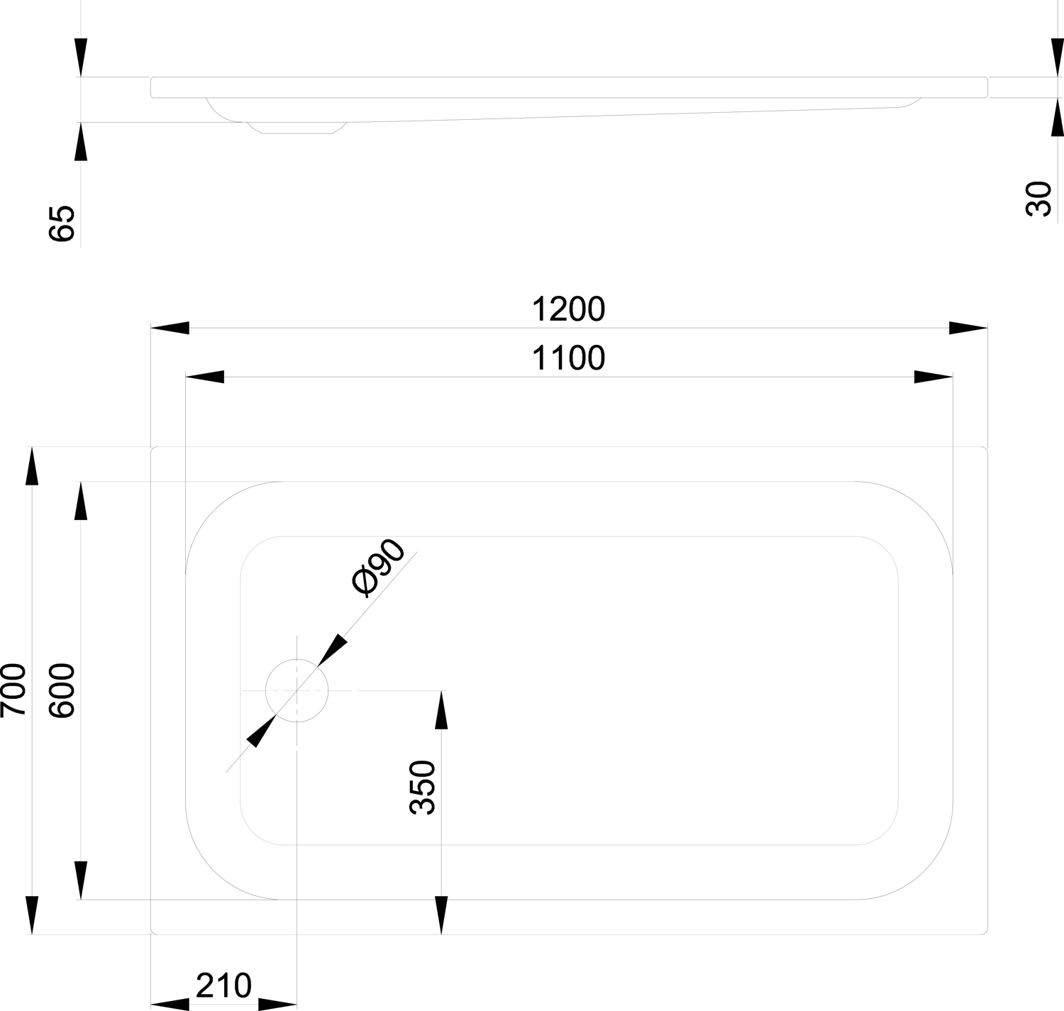 Duschwanne BetteSupra 5980 120x70x6,5cm, pergamon