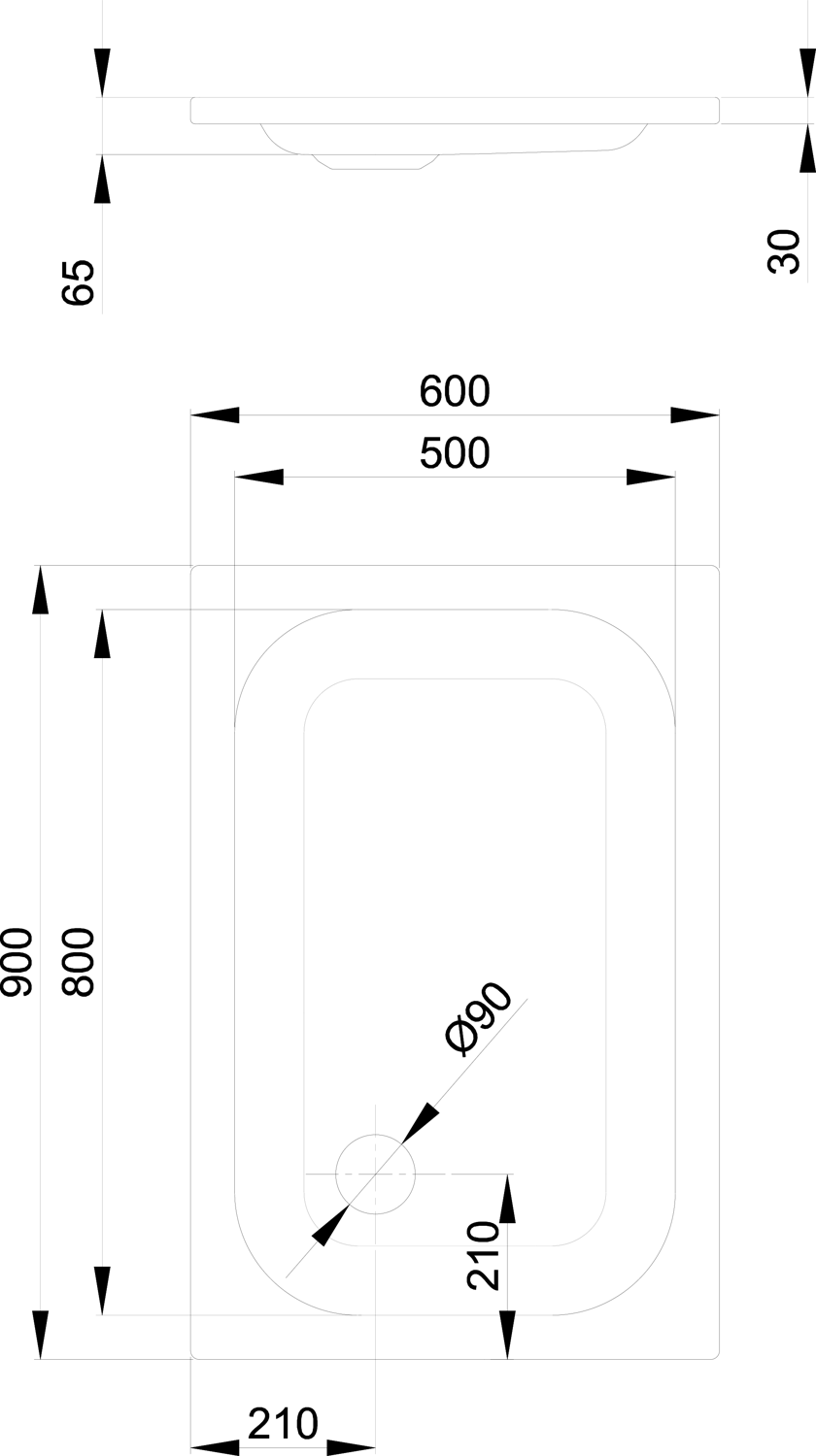 Duschwanne BetteSupra 8610 90x60x6,5cm, Antirutsch/Sense, weiß