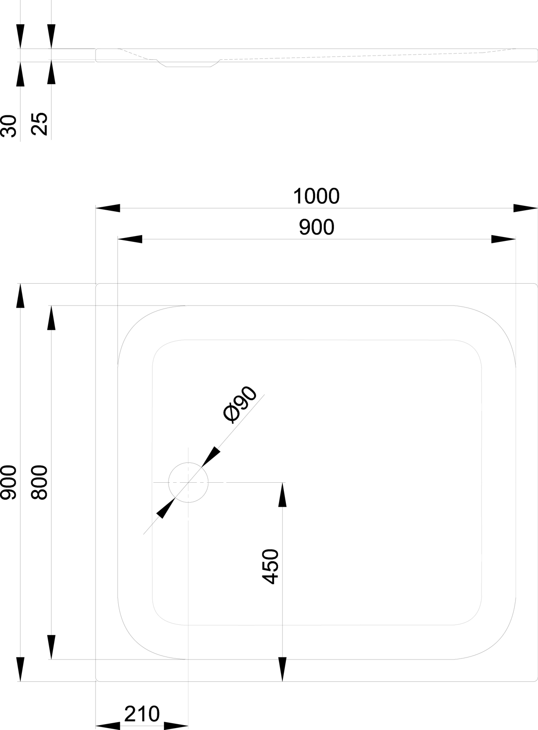 Duschwanne BetteUltra 1660 100x90x2,5cm, sand