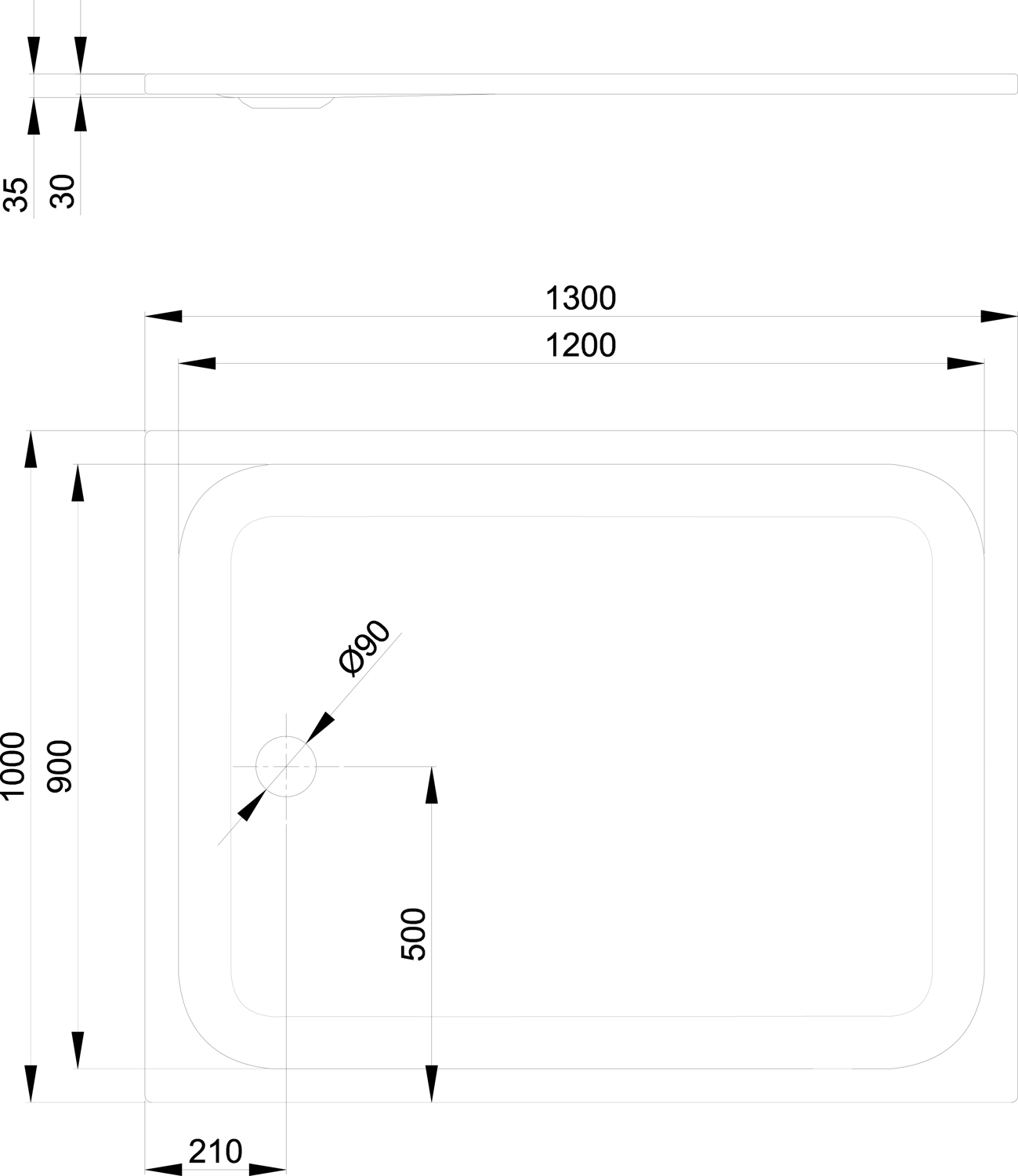 Duschwanne BetteUltra 5788 130x100x3,5cm, Glasur, quartz