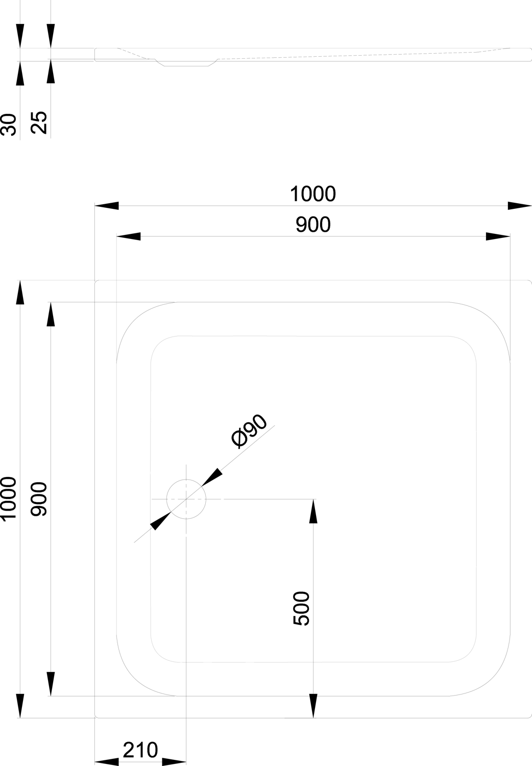 Duschwanne BetteUltra 5940 100x100x2,5cm, Glasur, silver