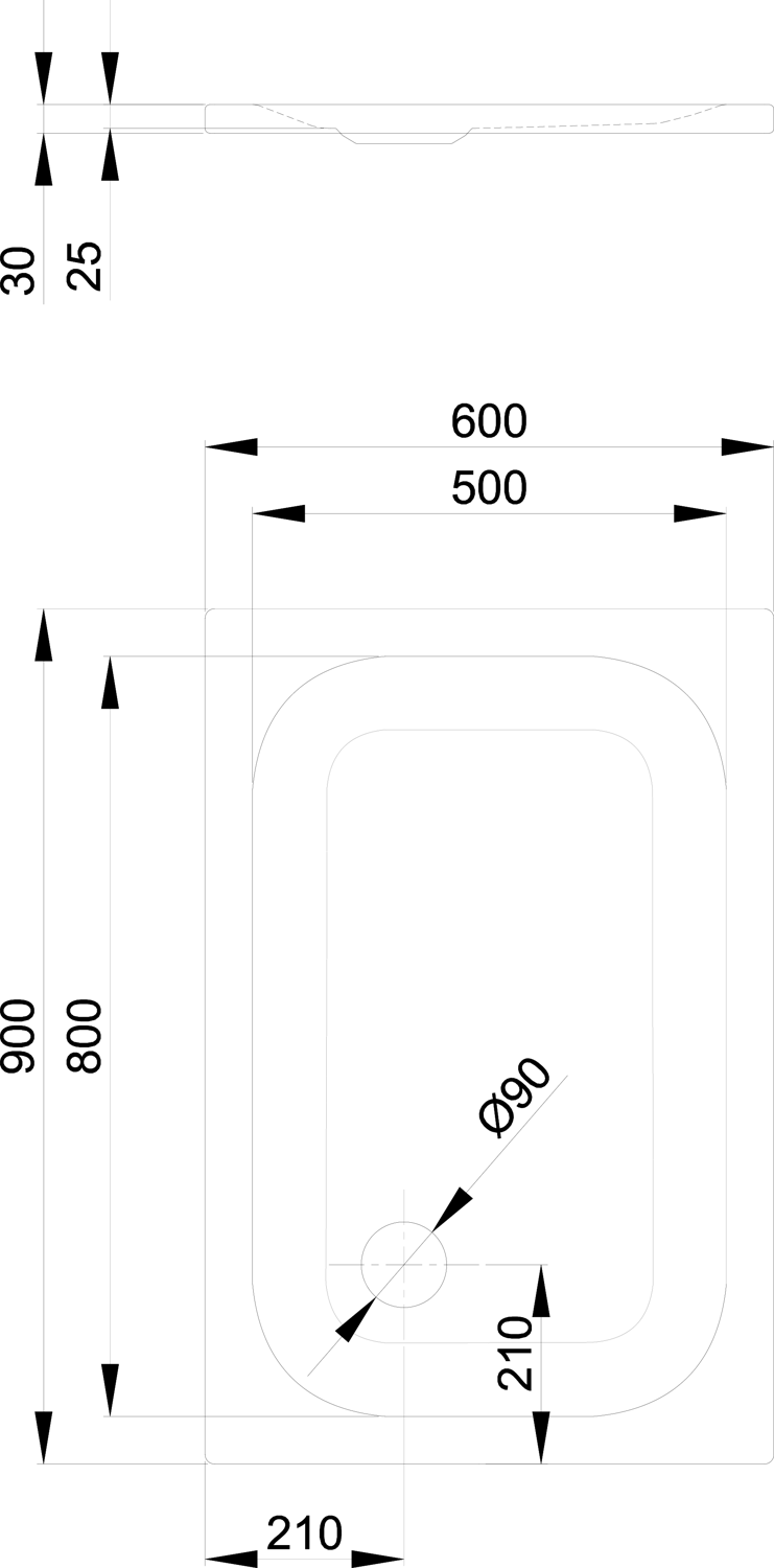 Duschwanne BetteUltra 8600 90x60x2,5cm, Antirutsch/Sense, weiß