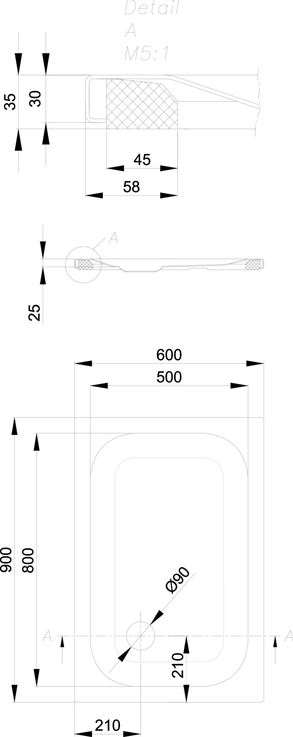 Duschwanne BetteUltra 8600 90x60x2,5cm, Antirutsch/Sense, Mini-Wannenträger, weiß