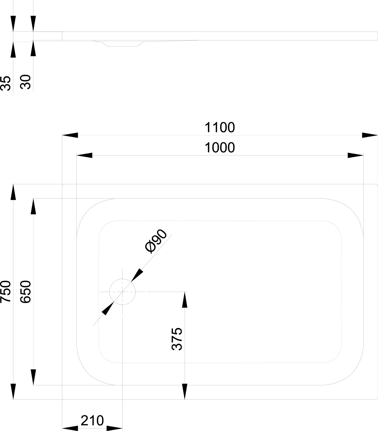 Duschwanne BetteUltra 8727 110x75x3,5cm, sand