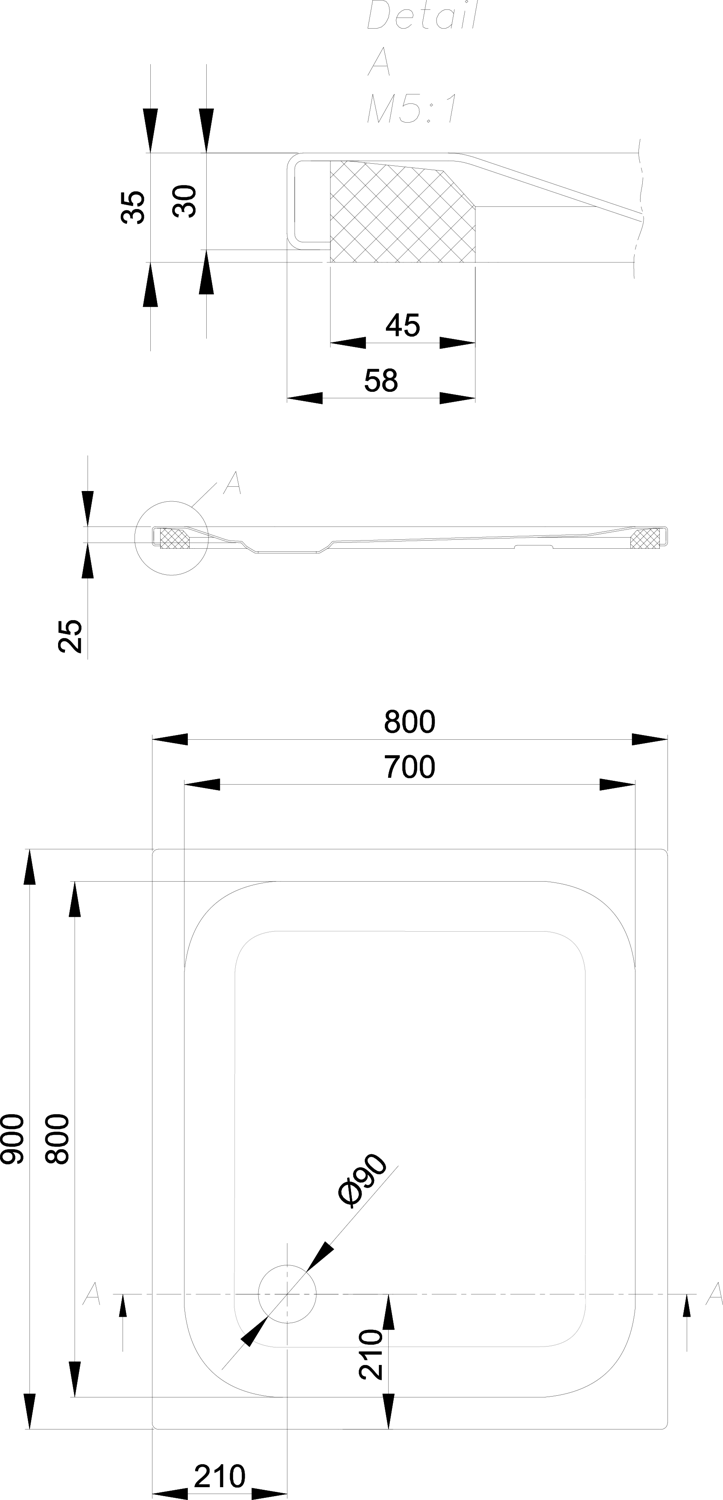 Duschwanne BetteUltra 8750 90x80x2,5cm, Antirutsch/Pro, Mini-Wannenträger, quartz
