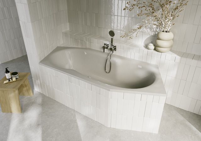 6-Eck-Badewanne BetteMetric 6840 206x90x45cm, Fußende rechts, Überlauf vorne, manhattan