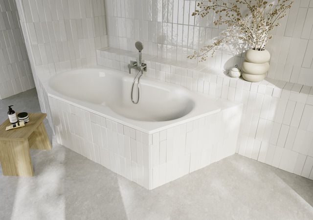 6-Eck-Badewanne BetteMetric 6841 Glasur, natura, 206x90x45cm, Fußende links, Überlauf vorne